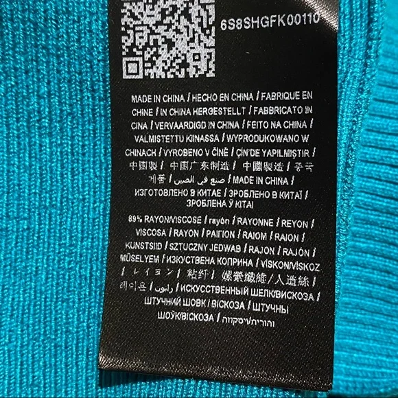 Guess cutout bodycon rib sleeveless dress size XS teal blue cocktail club - Picture 9 of 16